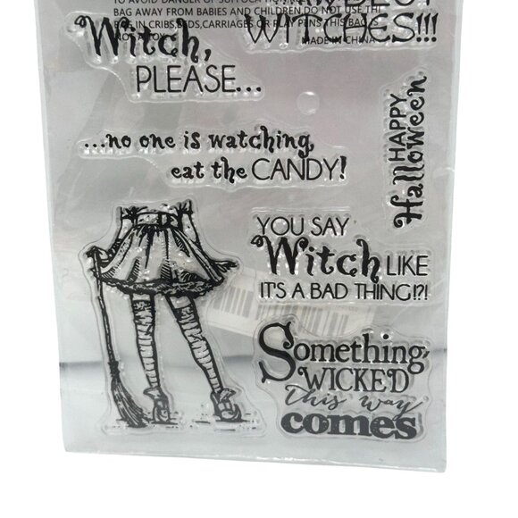 Halloween Clear Stamps Set Witch Quotes Something Wicked Happy Halloween Craft - Picture 2 of 5